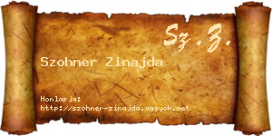 Szohner Zinajda névjegykártya